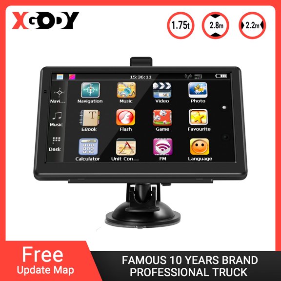 7 inch Truck GPS Navigation for Car with Voice Guidance Speed Camera Warning Route Planning Lifetime Free Map Update XGODY