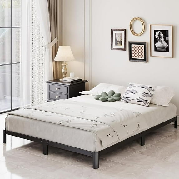 7-inch (about 17.8 Cm) Metal Bed Frame, Suitable for Spring and Mattress Set, Black, Large Double Bed