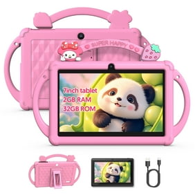 Kids Tablet, 7 inch Android 13 Tablet, Quad Core CPU, 4GB(2G+2G)RAM+32GB ROM, 1024 x 600 IPS, WiFi, Bluetooth（Pink）