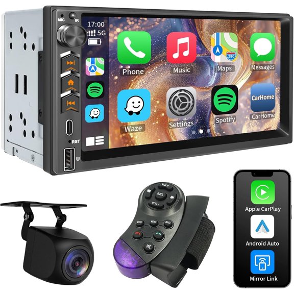 7 inch in-Dash Double 2 Din Stereo Upgarde Replacement Radio with //Airplay/Mirror Link IPS Screen AM/FM Digital Media Receiver EQ DSP 200W