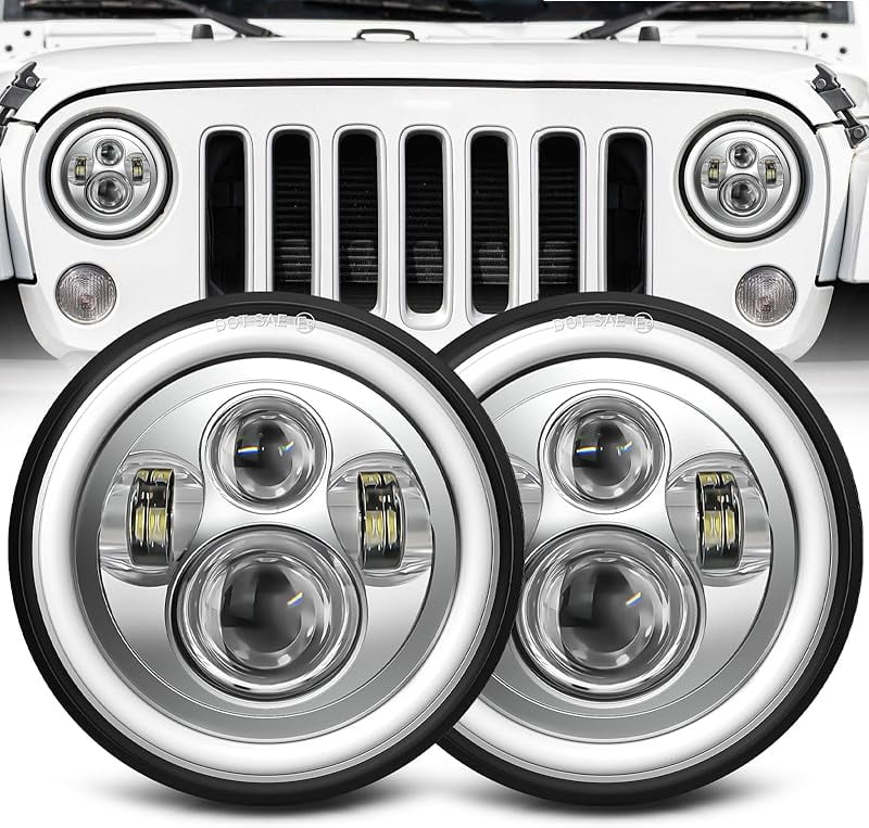 7 inch led Headlight Round 2pc Projector 7 inch Halo led Headlight ...