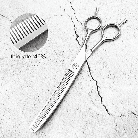 7 inches Curved Thinning Scissors, Dog Grooming Scissors for Home Use, Stainless Steel Pet Beauty Tools and Accessories