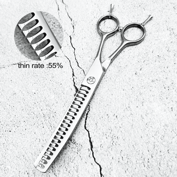 7 inches Silver Curved Thinning Pet Grooming Scissors, Professional Hair Trimming Tools for Dogs Cats