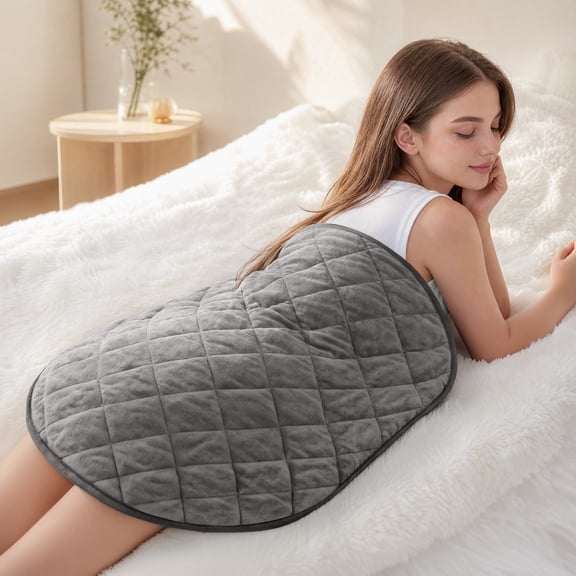 7 lbs Weighted Heating Pad Blanket, Electric Heated Pad 25" x 29" with 6 Heat Levels, Auto Shut-Off 2H, Soft Crystal Velvet, Heating Pad for Home Comfort, Neck, Back & Relaxation, Gray