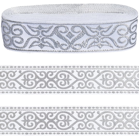 7 m Polyester Embroidery Ribbon Clothes Accessories White 1-1/4 inch(33mm)