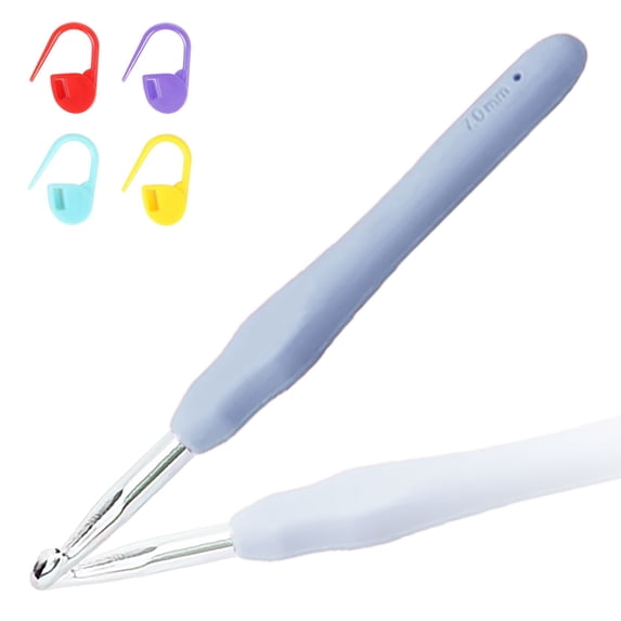 7 mm Crochet Hook, Ergonomic Handle for Arthritic Hands, Aluminum Soft Grip Rubber Handle Needles Ergonomic Knitting Needles Crochet Needle for Beginners and Handmade DIY Knitting Crochet