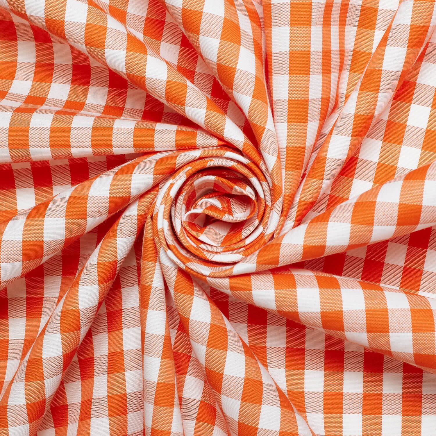 7 mm Gingham Checkered Lightweight Plaid Polyester Cotton Poplin Fabric By The Yard - For Sewing Apparel, Accessories, & Décor - Orange (10 Yards)
