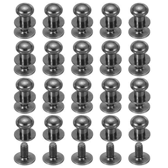 7 mm Leather Rivets, 20 Sets Ball Head Stud Screw Back Round Head Button Chicago Screw, Black Tone