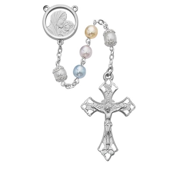 7 mm Mother & Child Cross Rosary Set - Multi Color
