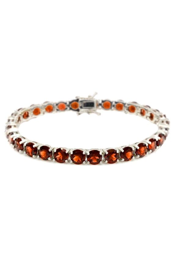 7 mm Round Garnet Bracelet 925 Sterling Silver Garnet Bracelet Natural 40 Carat Garnet January Birthstone Bracelet 7.5 inches