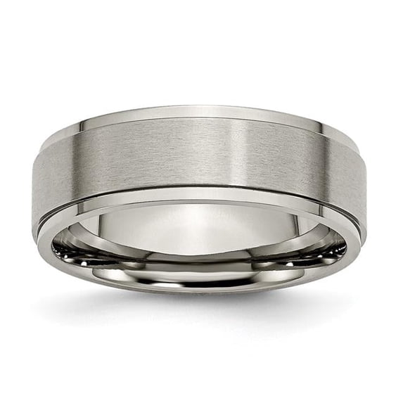 7 mm Titanium Ridged Edge Brushed & Polished Band, Size 11