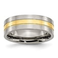thumbnail image 1 of 7 mm Titanium Yellow IP-plated Grooved Polished Band, Size 11.5, 1 of 1