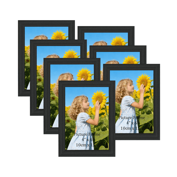 (7 pack)4x6 Picture Frames, Gallery Photo Frames 4 by 6 for Wall and Tabletop Display, Black