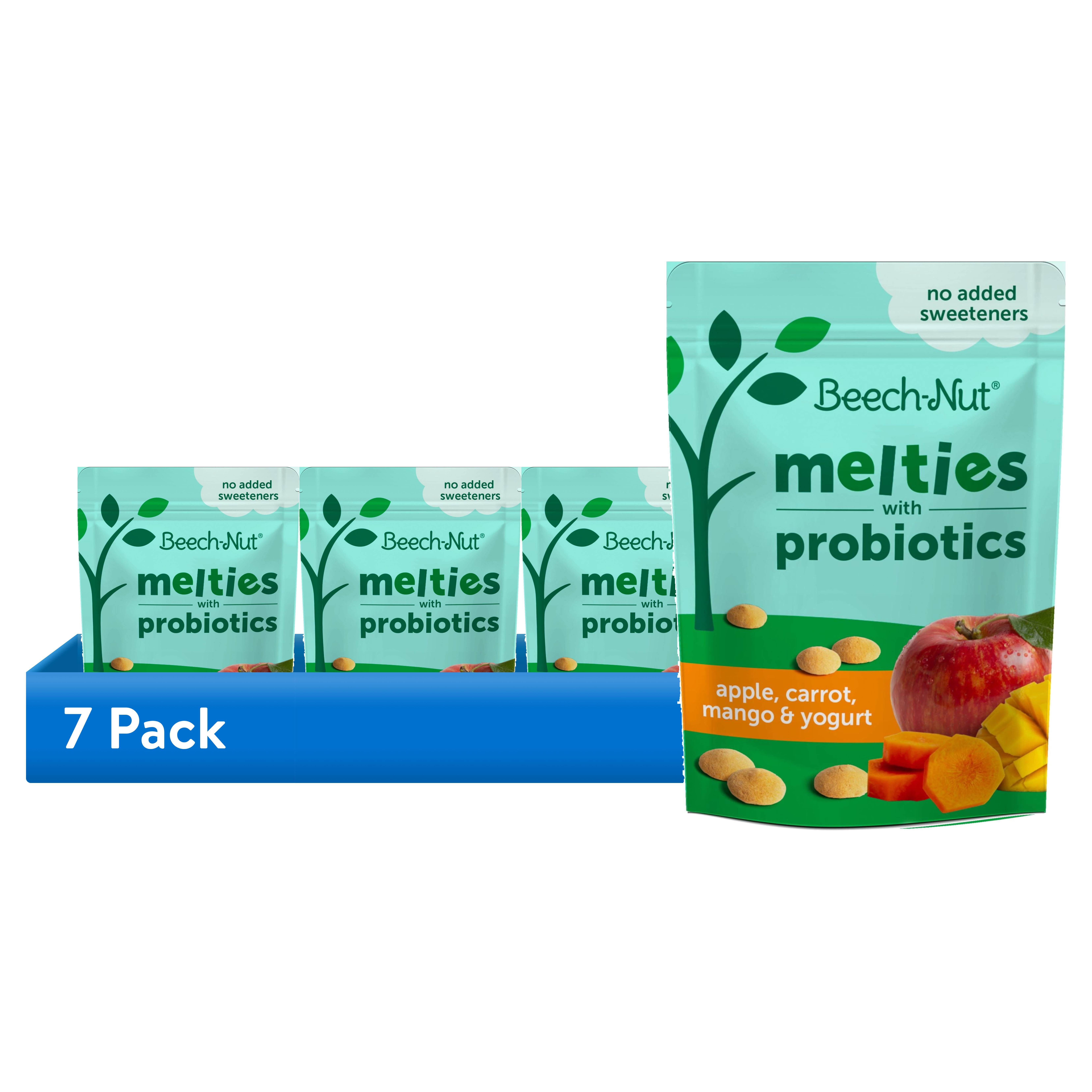 (7 pack) Beech-Nut Probiotic Melties Apple Carrot Mango Yogurt Melts Baby & Toddler Snack, 1oz Bag