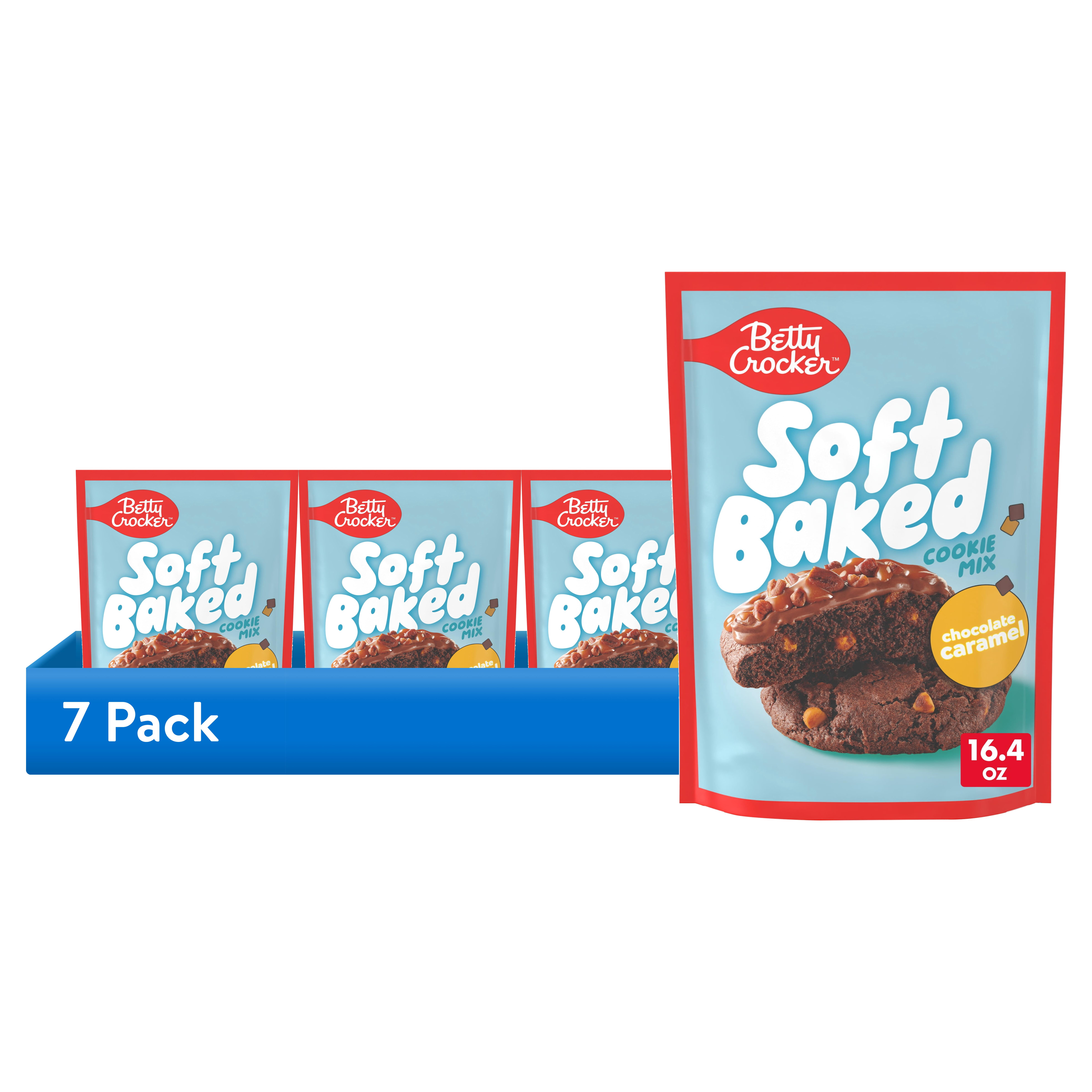 (7 pack) Betty Crocker Soft Baked Cookie Mix, Chocolate Caramel Flavored, 16.4 oz