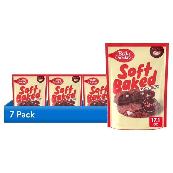 (7 pack) Betty Crocker Soft Baked Cookie Mix, Red Velvet, 17.1 oz