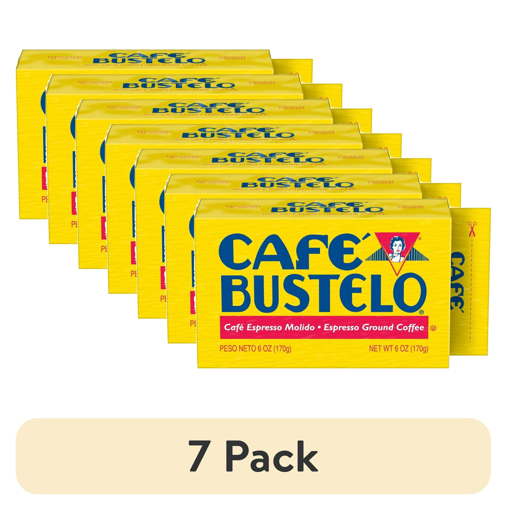 7 pack) Cafe Bustelo Ground Coffee, Dark Roast, 6-Ounce Brick