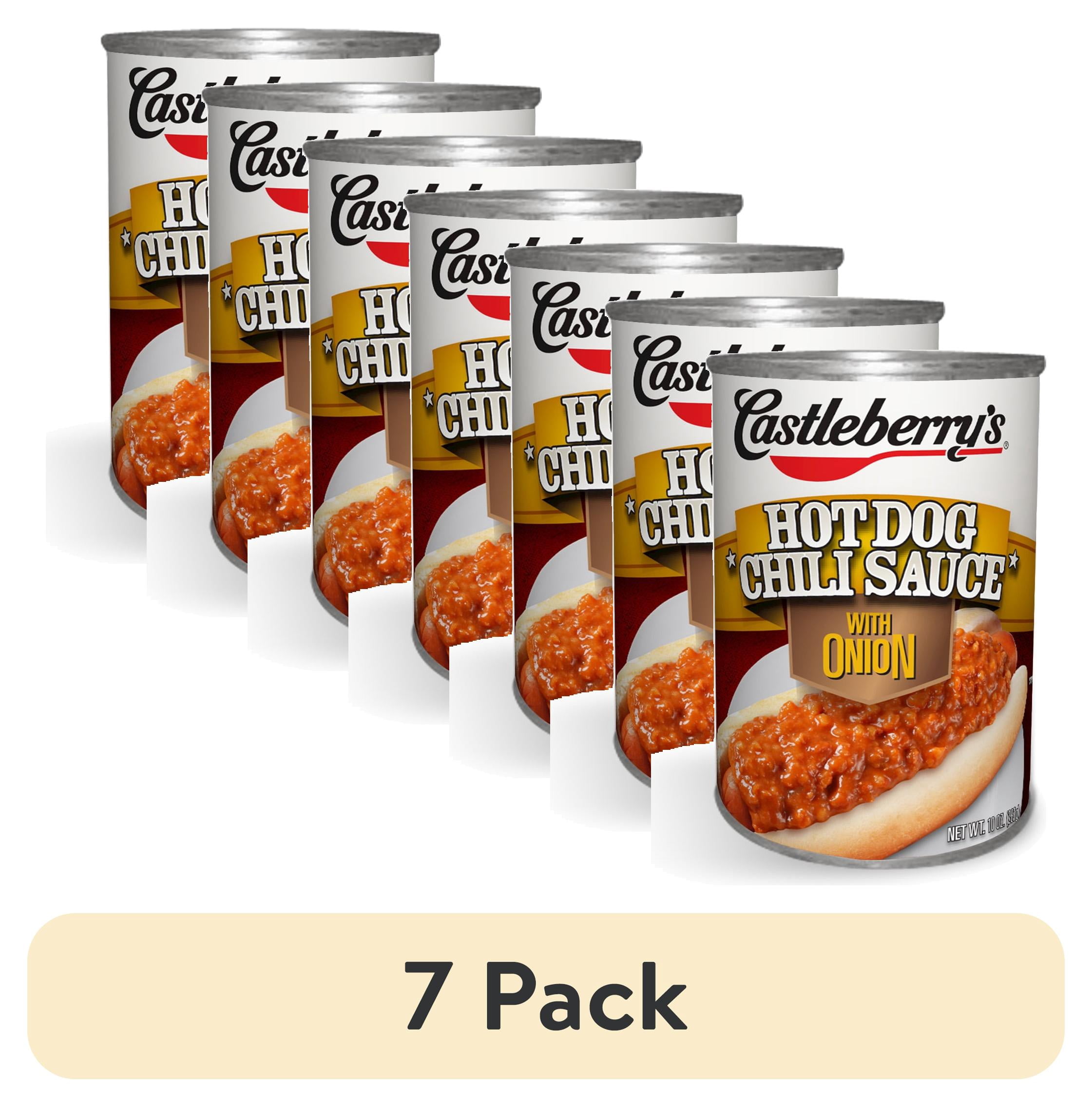 (7 pack) Castleberry’s Hot Dog Chili Sauce with Onion, 10 oz Can – Quick Chili Dog Topping for Easy Meals