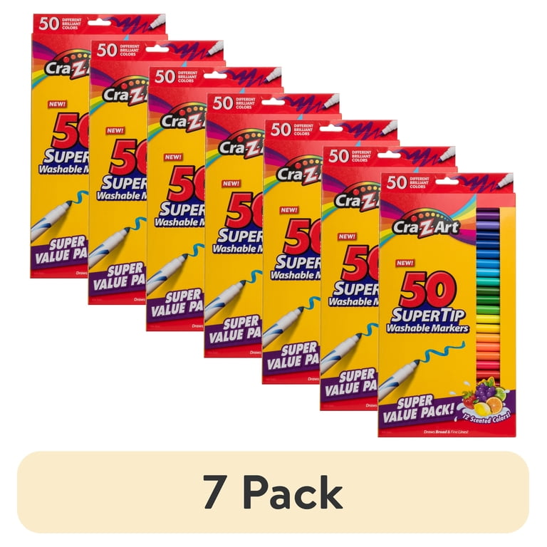 7 pack) Cra-Z-Art Super Tip Washable Markers, 50 Count, 12 Scented