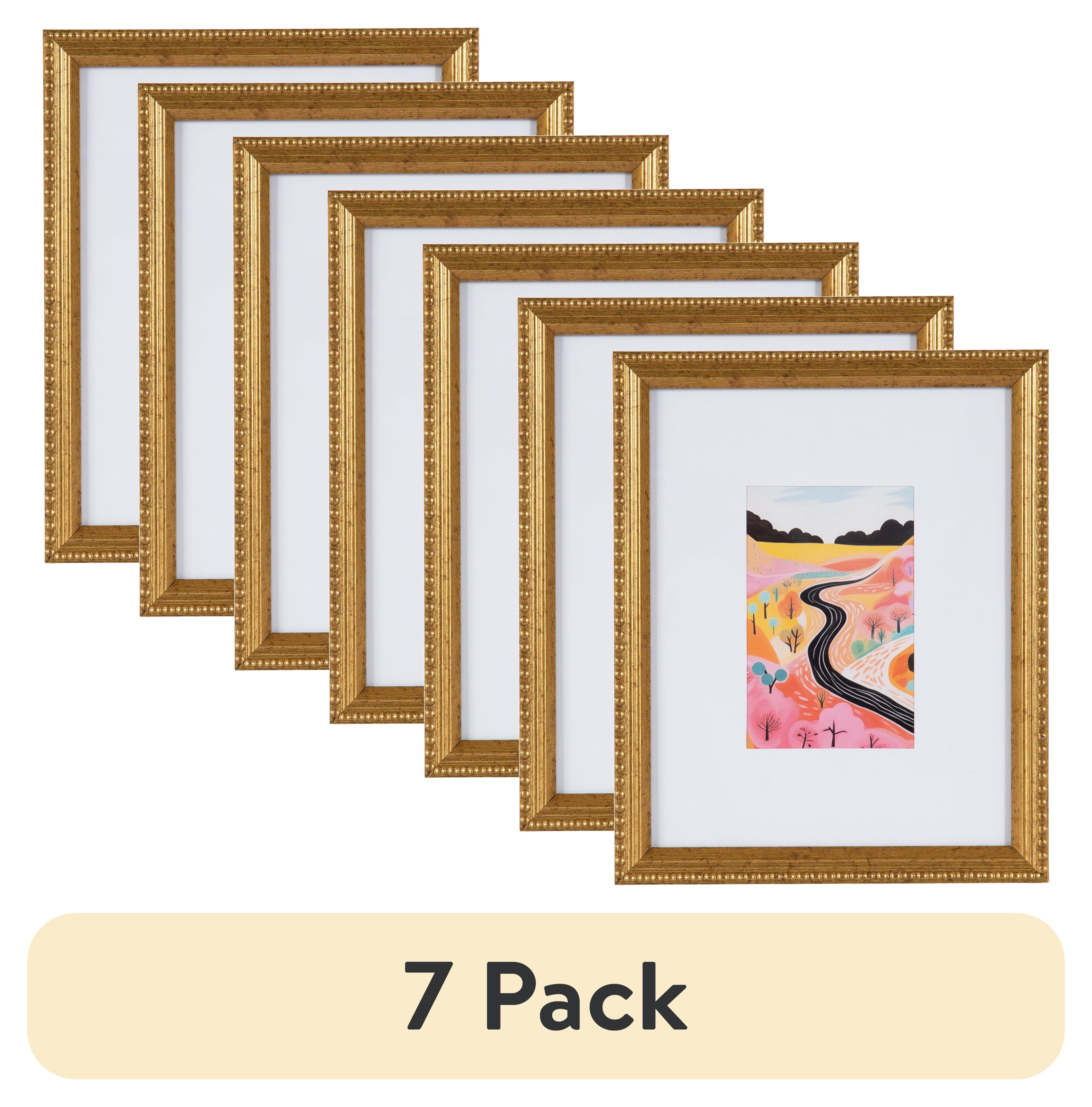 7 pack) DesignOvation 8x10 Matted for 4x6 Beaded Gold Decorative