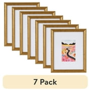 (7 pack) DesignOvation 8x10 Matted for 4x6 Beaded Gold Decorative Tabletop Picture Frame