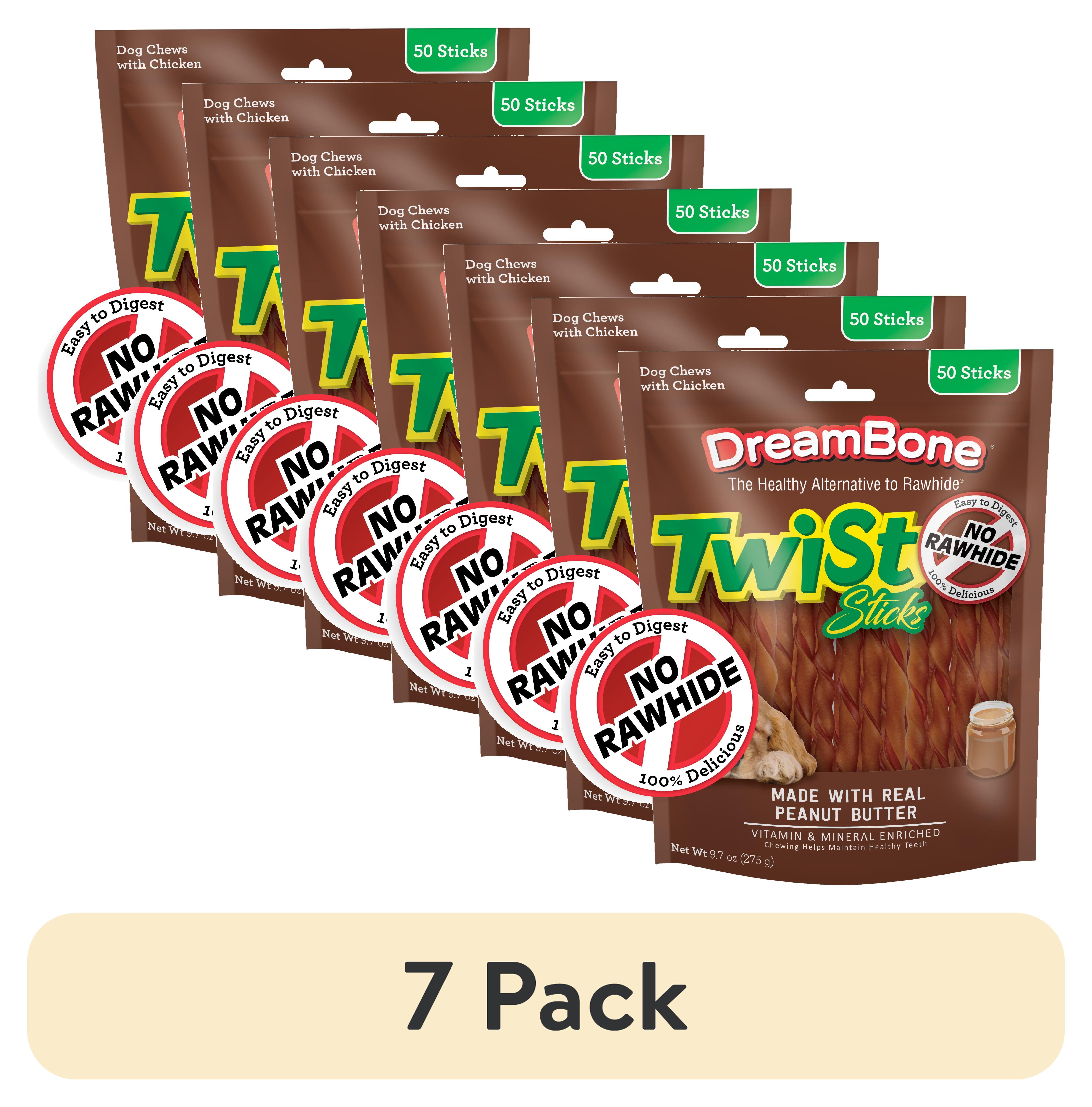 (7 pack) DreamBone Twist Sticks Rawhide-Free Chews for Dogs, with Real Peanut Butter, 50 Count