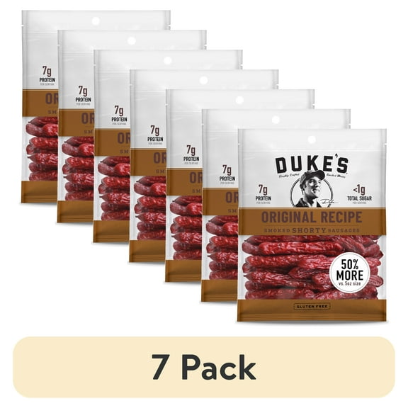 (7 pack) Duke's Beef Original Recipe Smoked Shorty Sausages, 7g Protein Per Serving, Valentine's Day Gift For Him, 7.5 oz.