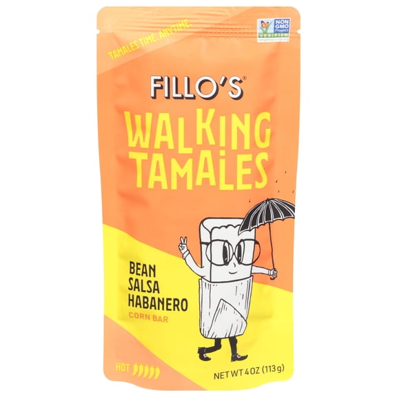 (7 pack) FILLO'S Walking Tamales Bean Salsa Habanero Tamale, 4 oz, (Shelf-Stable)
