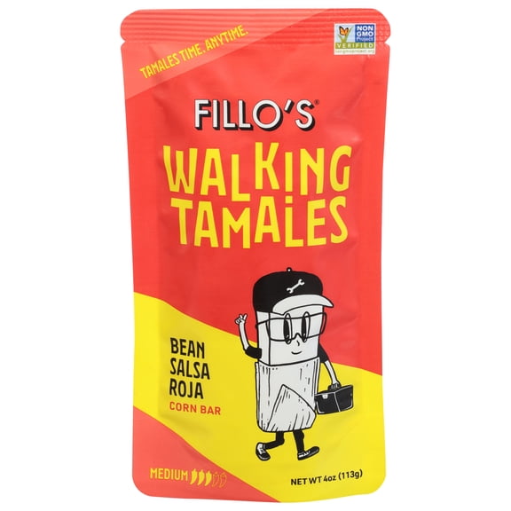 (7 pack) FILLO'S Walking Tamales Bean Salsa Roja Tamale, 4 oz (Shelf-Stable)