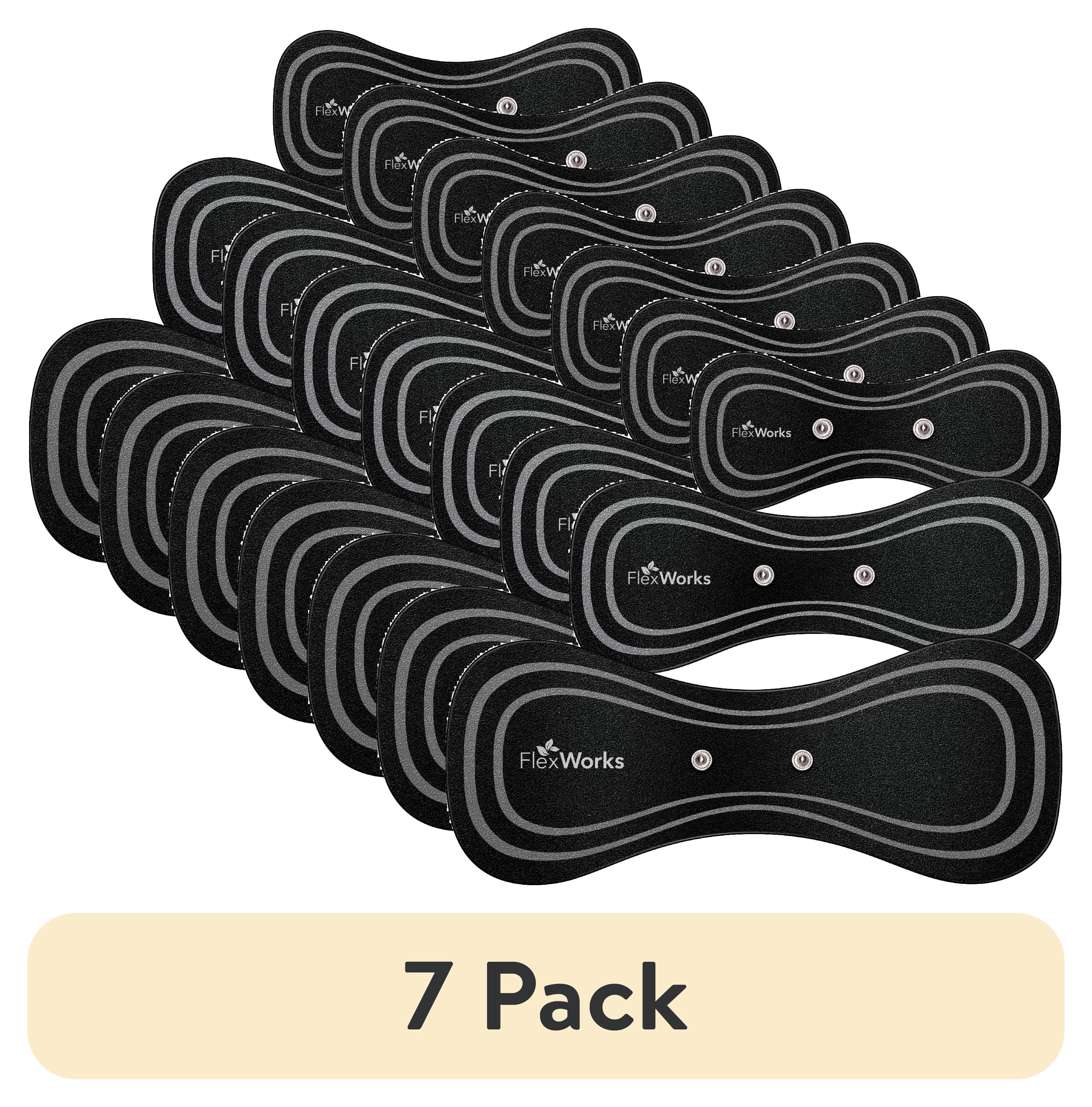 (7 pack) FlexWorks Electro Pulse Wireless Massager with 3 Pack of Reusable Self-Adhesive Gel Pads, Black