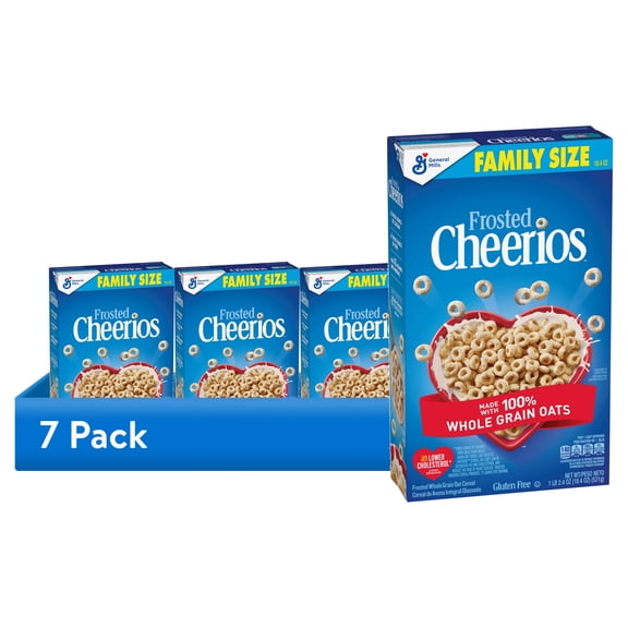 (7 pack) Frosted Cheerios, Heart Healthy Cereal, Family Size, 18.4 oz