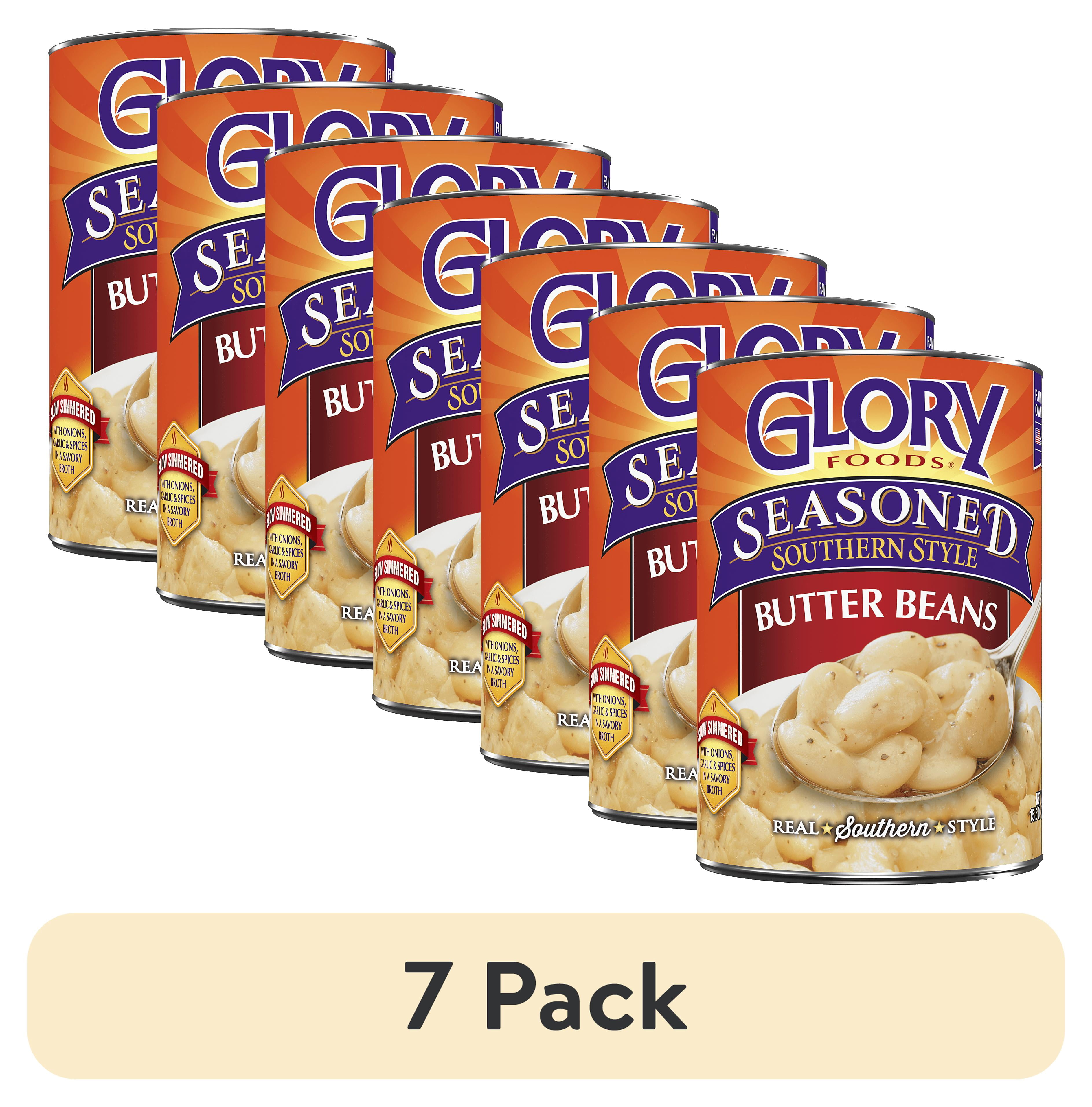 (7 pack) Glory Foods Canned Seasoned Butter Beans, 15.5 oz Can
