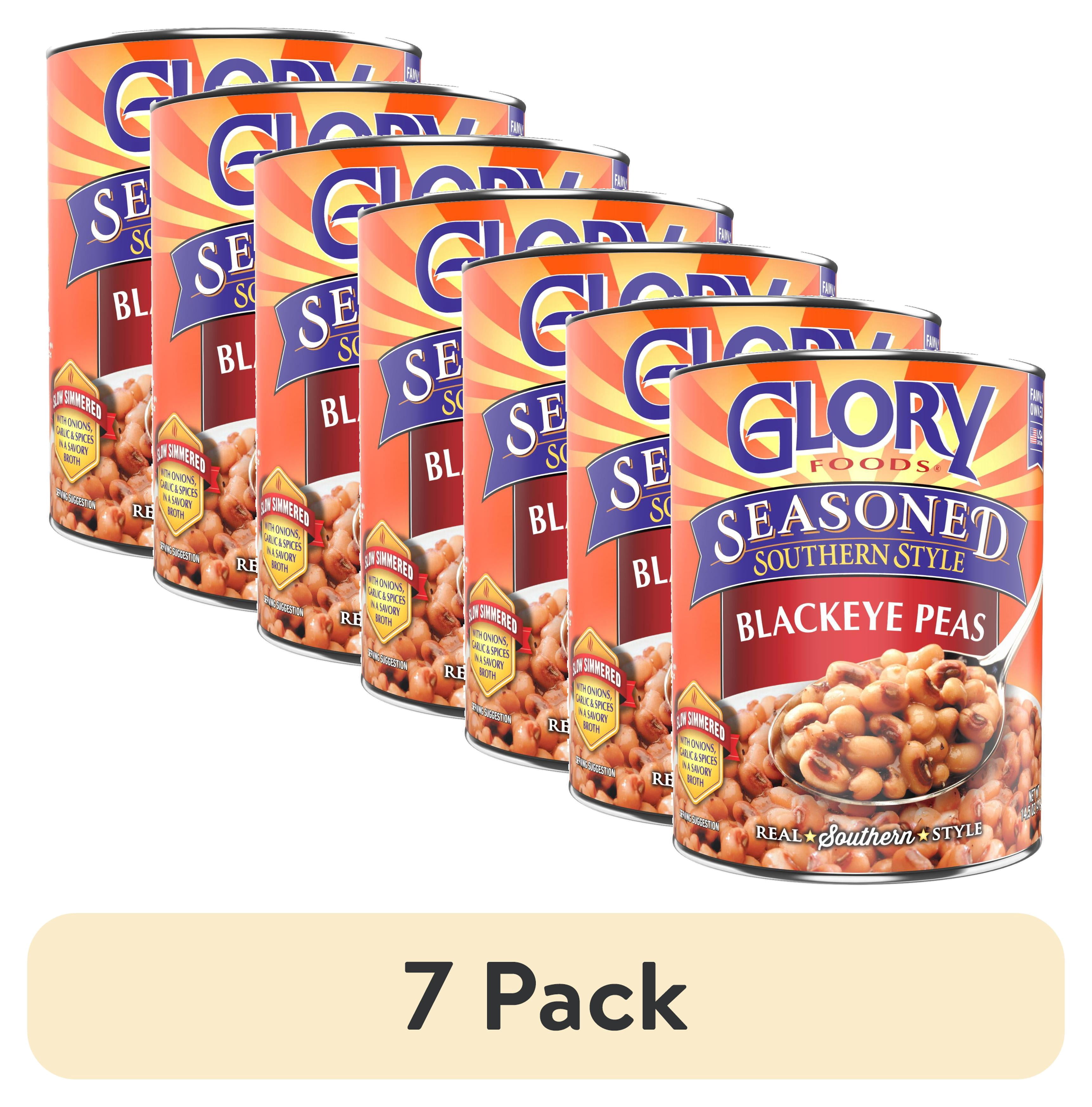 (7 pack) Glory Foods Seasoned Southern Style Blackeye Peas, Canned Peas, 15.5 oz