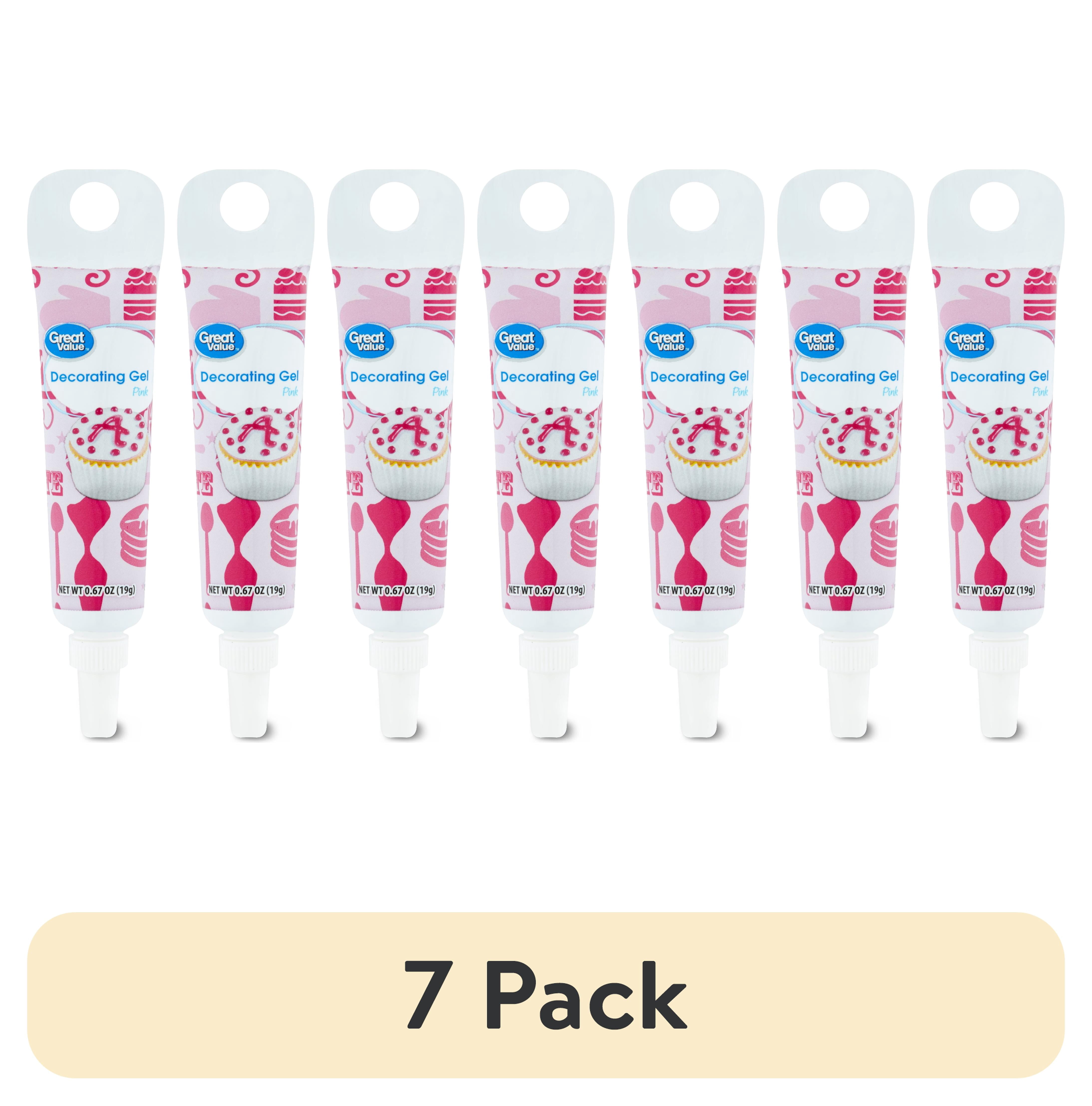 (7 pack) Great Value Decorating Gel Icing, Pink, 0.67 oz