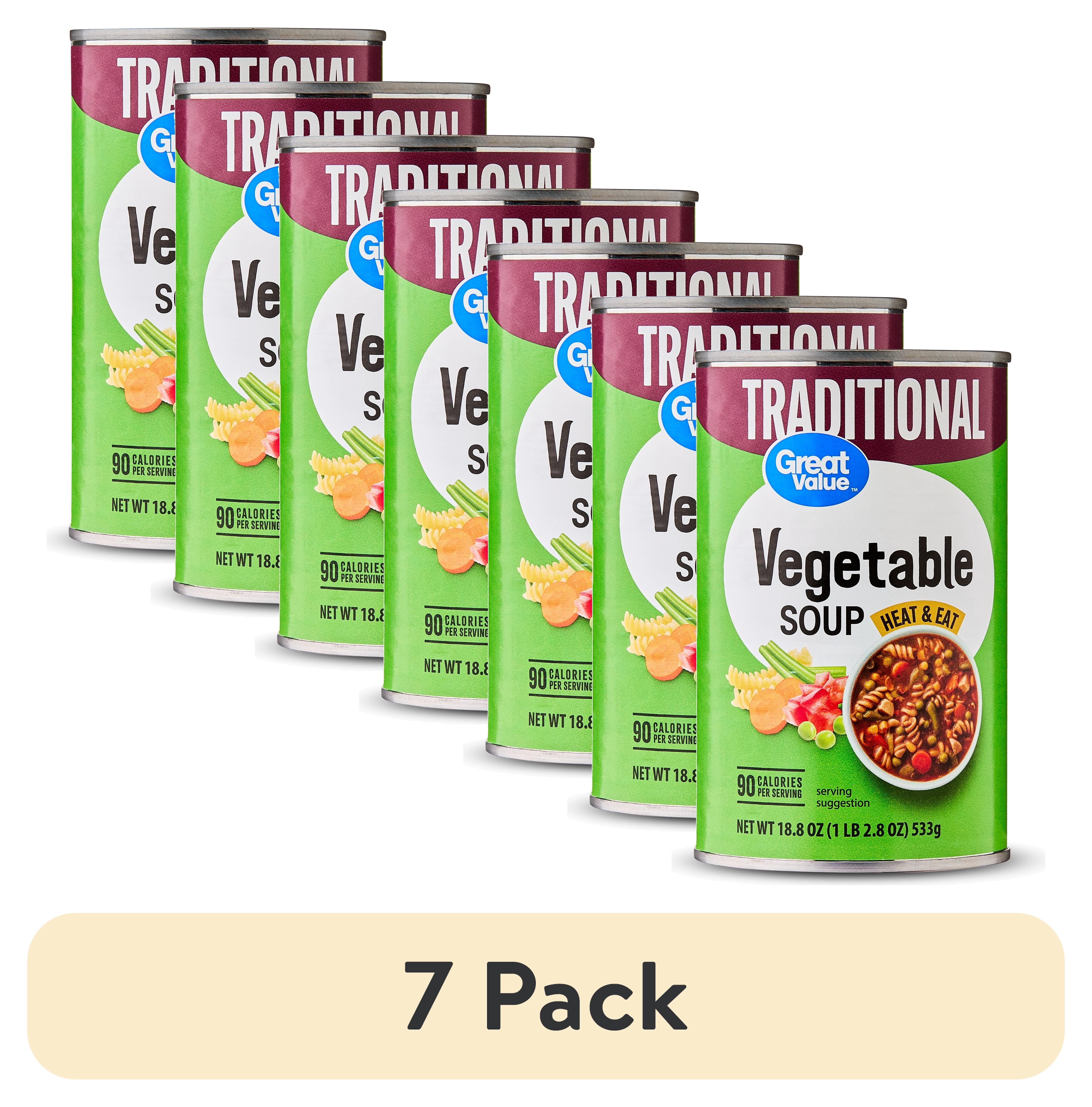 (7 pack) Great Value Traditional Vegetable Soup, 18.8 oz Can