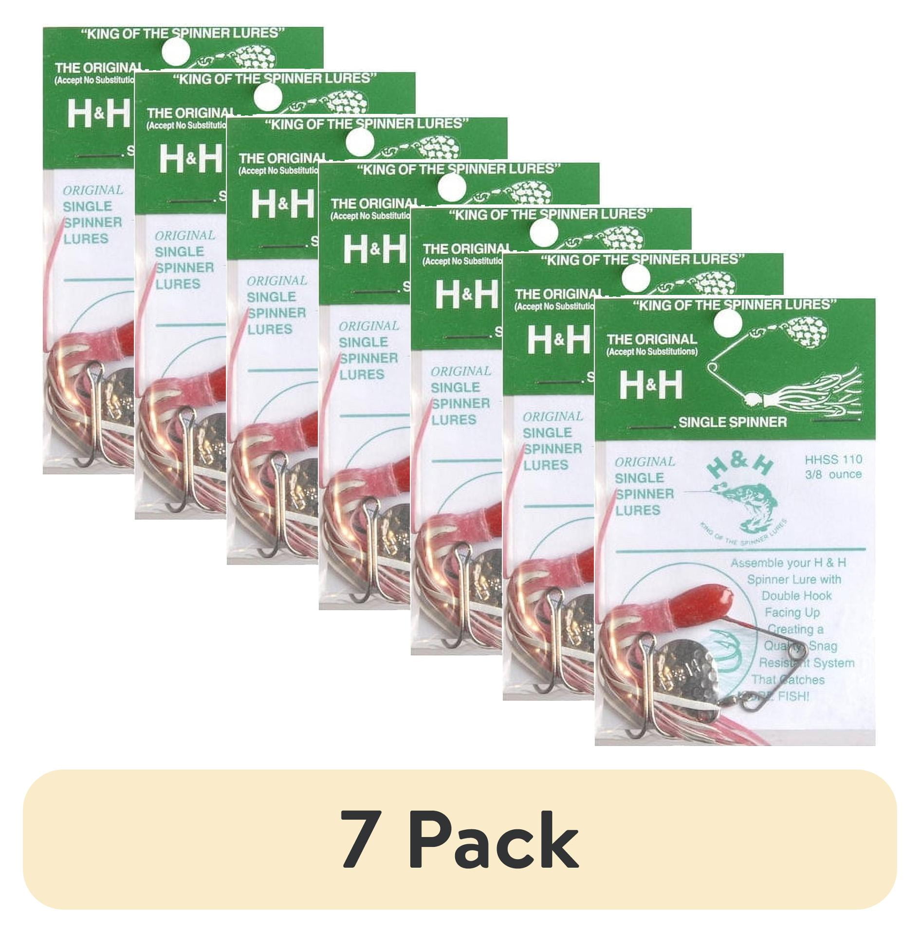 (7 pack) H&H Original Single Spinner Bait, Red & White, 3/8 oz, HHSS110-05