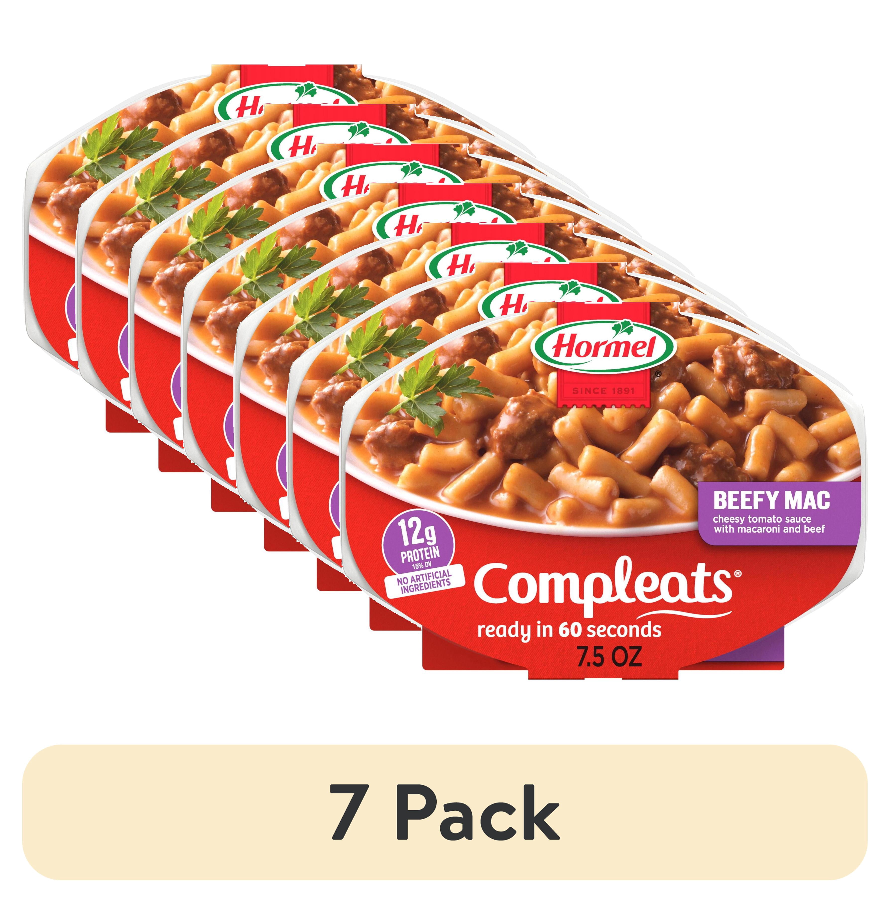 (7 pack) HORMEL COMPLEATS Beefy Macaroni and Cheese, Shelf-Stable, 12 grams Protein, 7.5 oz Plastic Microwaaveable Tray