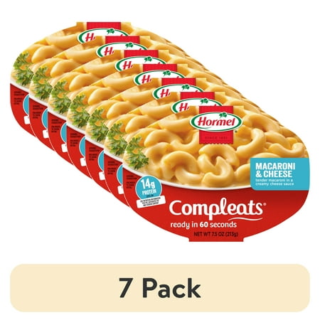 (7 pack) HORMEL COMPLEATS Macaroni & Cheese, Shelf-Stable, 14 grams Protein Per Serving, 7.5 oz Plastic Microwaveable Tray
