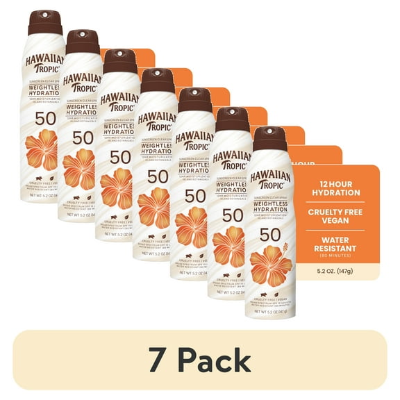 (7 pack) Hawaiian Tropic Weightless Hydration Clear Spray Sunscreen SPF 50, 6oz