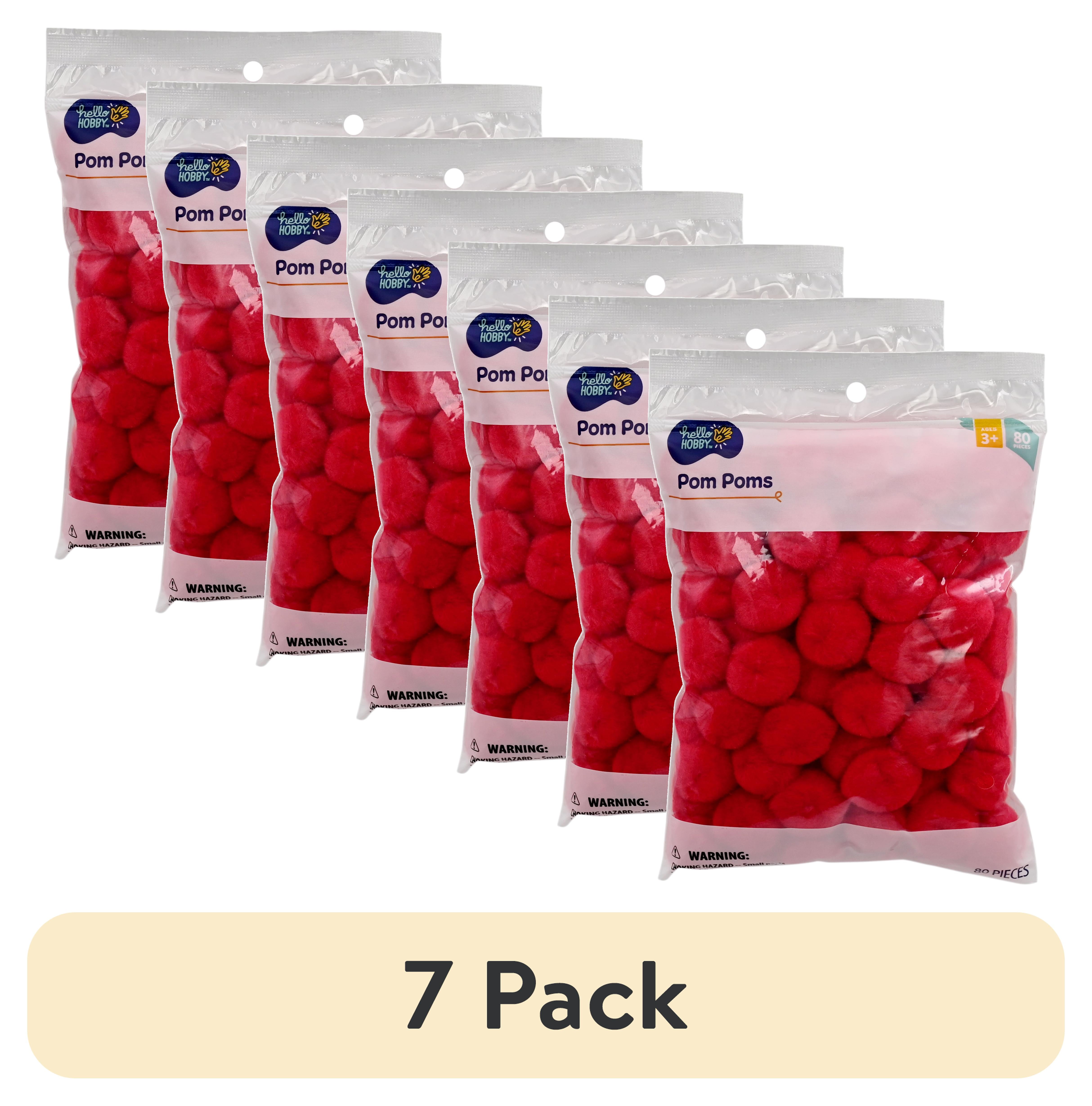 Hello Hobby 80pc 1inch Red Pom Poms, Soft Fuzzy Craft