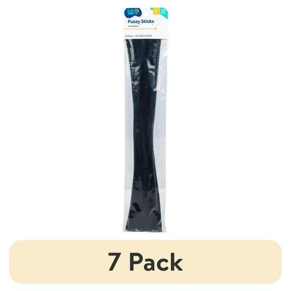 (7 pack) Hello Hobby Black Fuzzy Sticks, 25-Pack