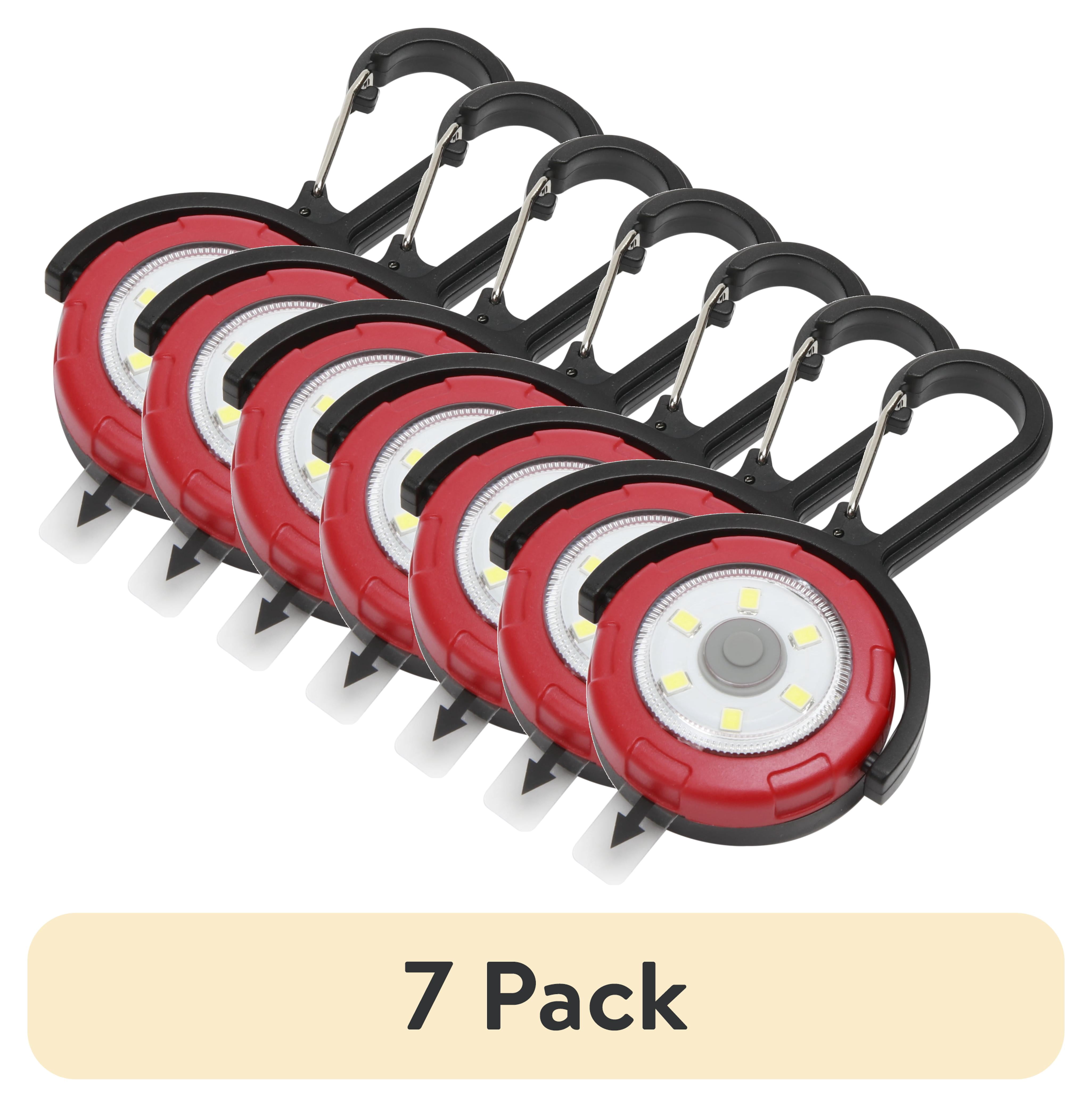 (7 pack) Hyper Tough LED Keychain Flashlight, Multi Setting Light, 360 Rotation, Steel clip, Magnet, Black and Red