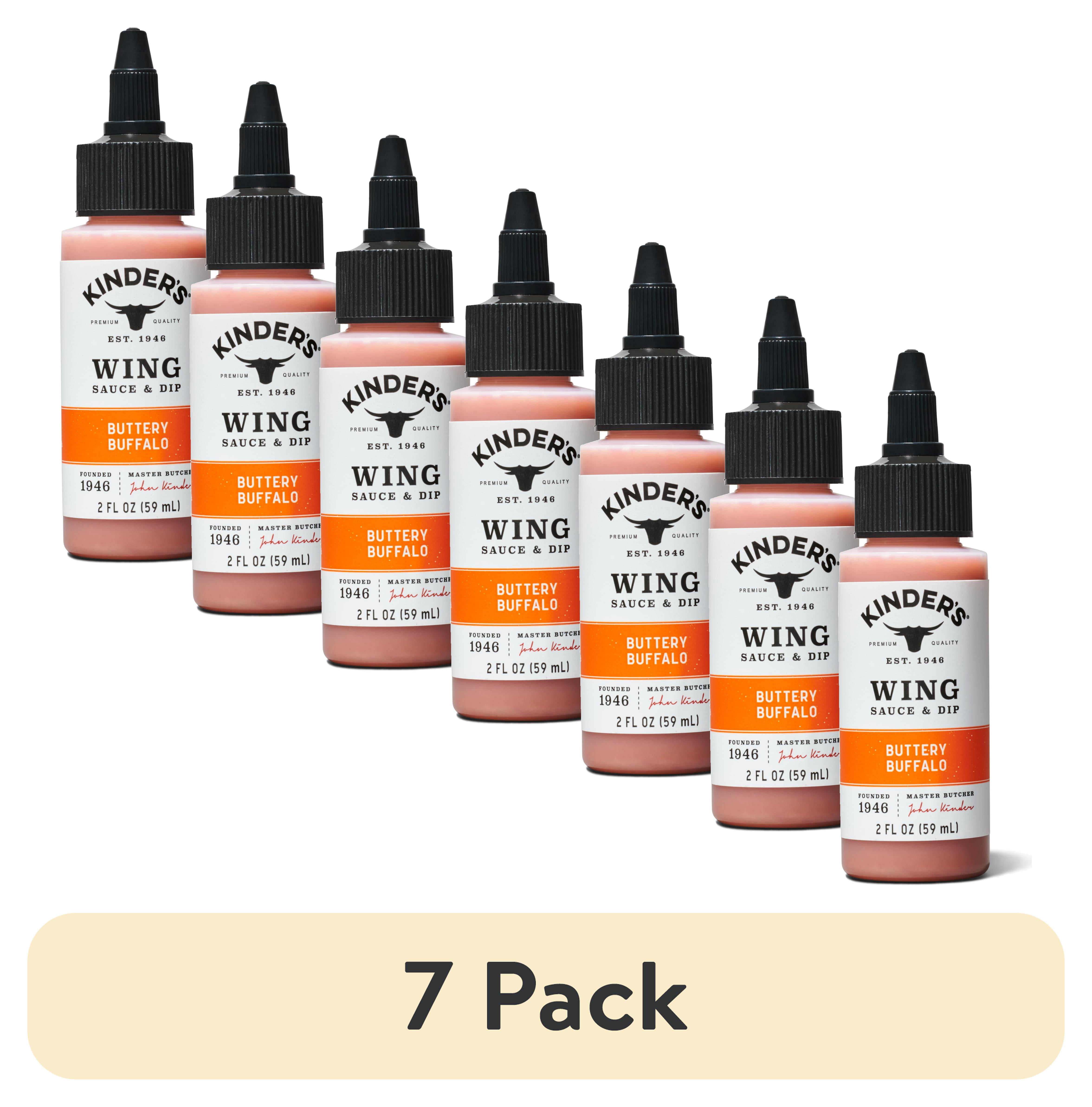 (7 pack) Kinder's Buttery Buffalo Wing Sauce and Dip, 2 fl oz Small Bottle