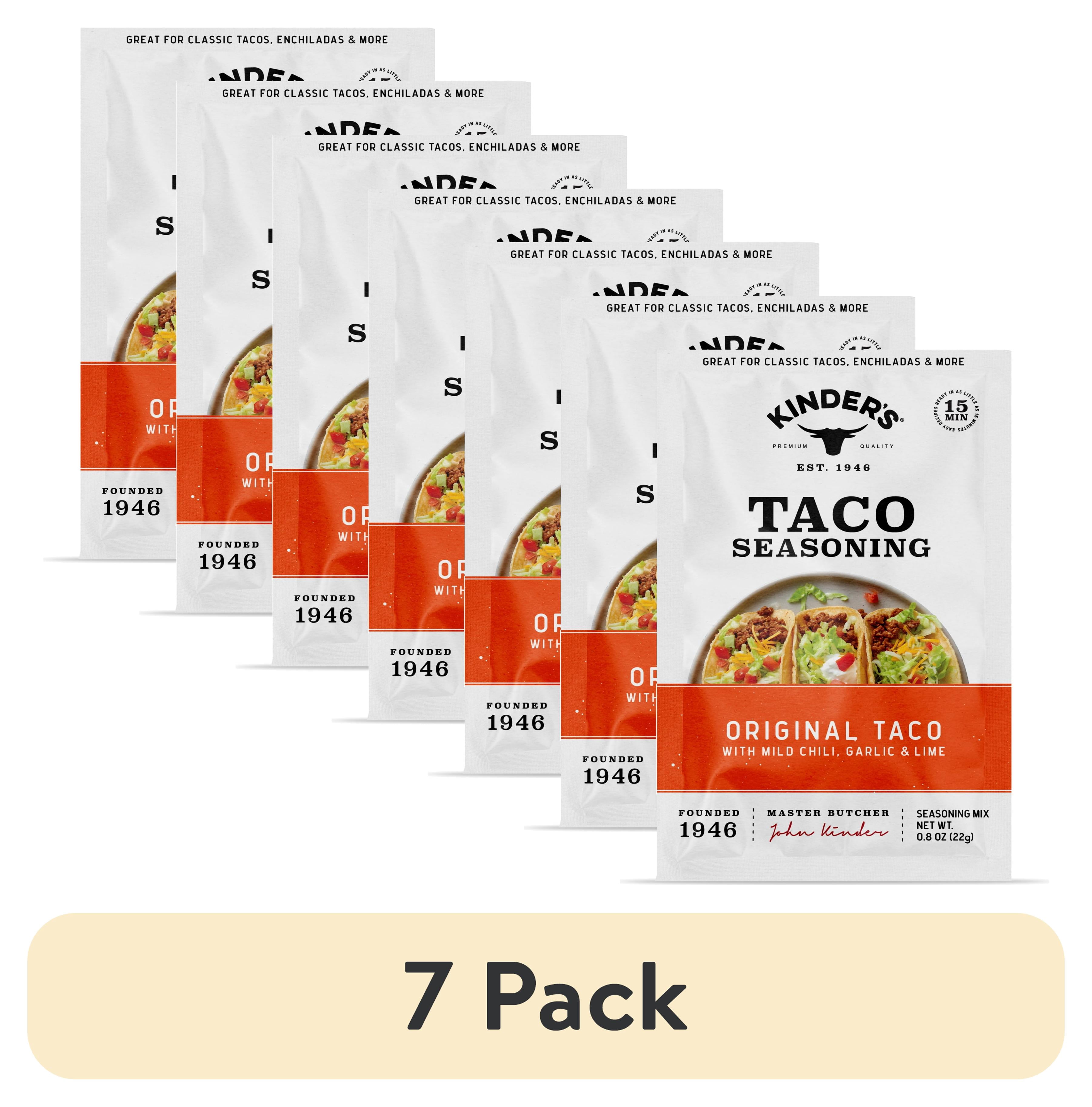(7 pack) Kinder's Original Taco Seasoning Blend with Mild Chili, Garlic, and Lime, 0.8 oz Packet