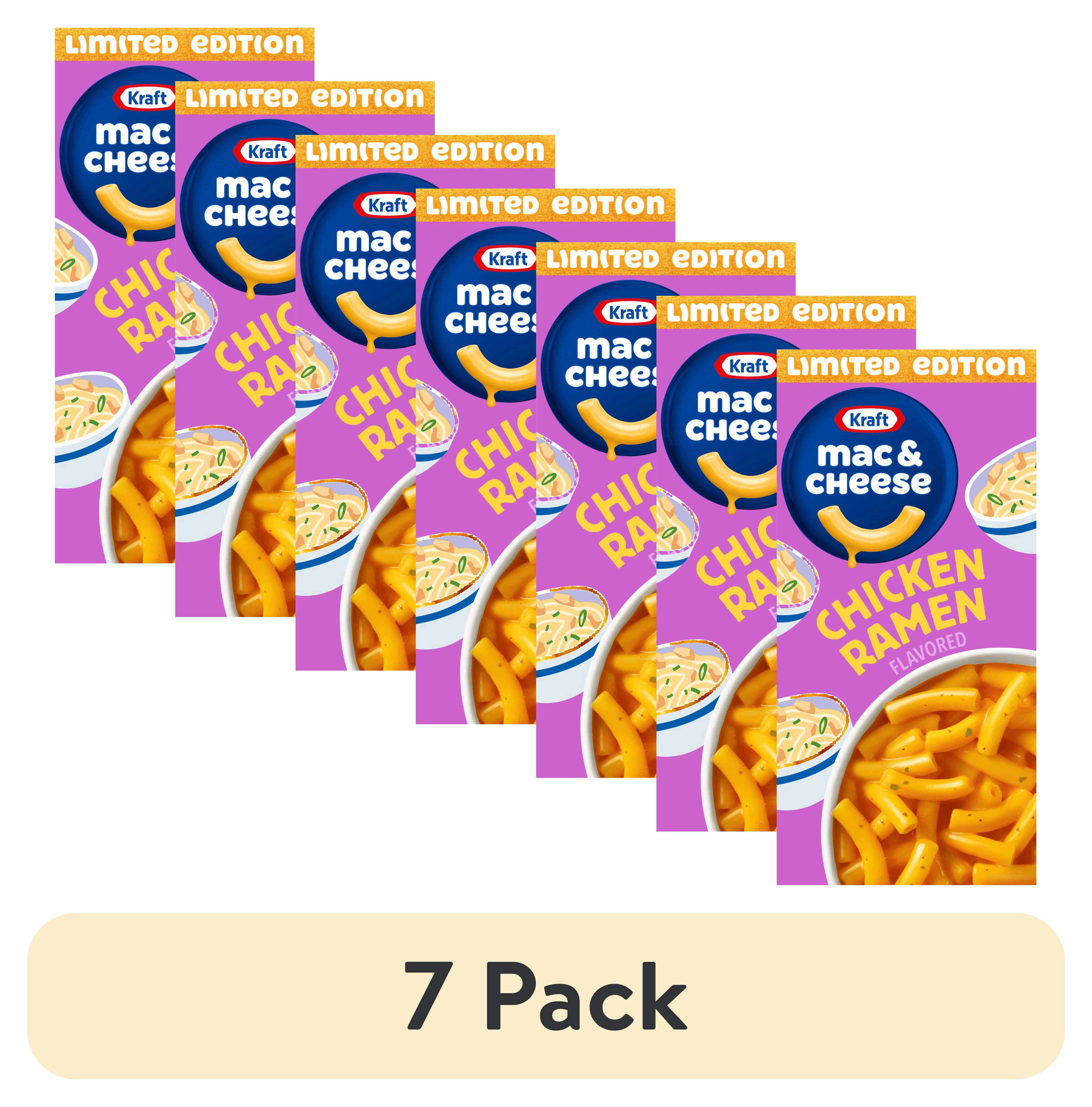 (7 pack) Kraft Mac and Cheese, 1 Box, for Easy Snack or Dinner Sides, Limited Edition Chicken Ramen Flavor, No Artificial Flavors, Preservatives or Dyes, 7.25 oz