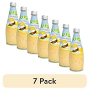 (7 pack) Kuii Drinks Coconut Milk with Nata de Coco, Mango, 290 mL Single Glass Bottle
