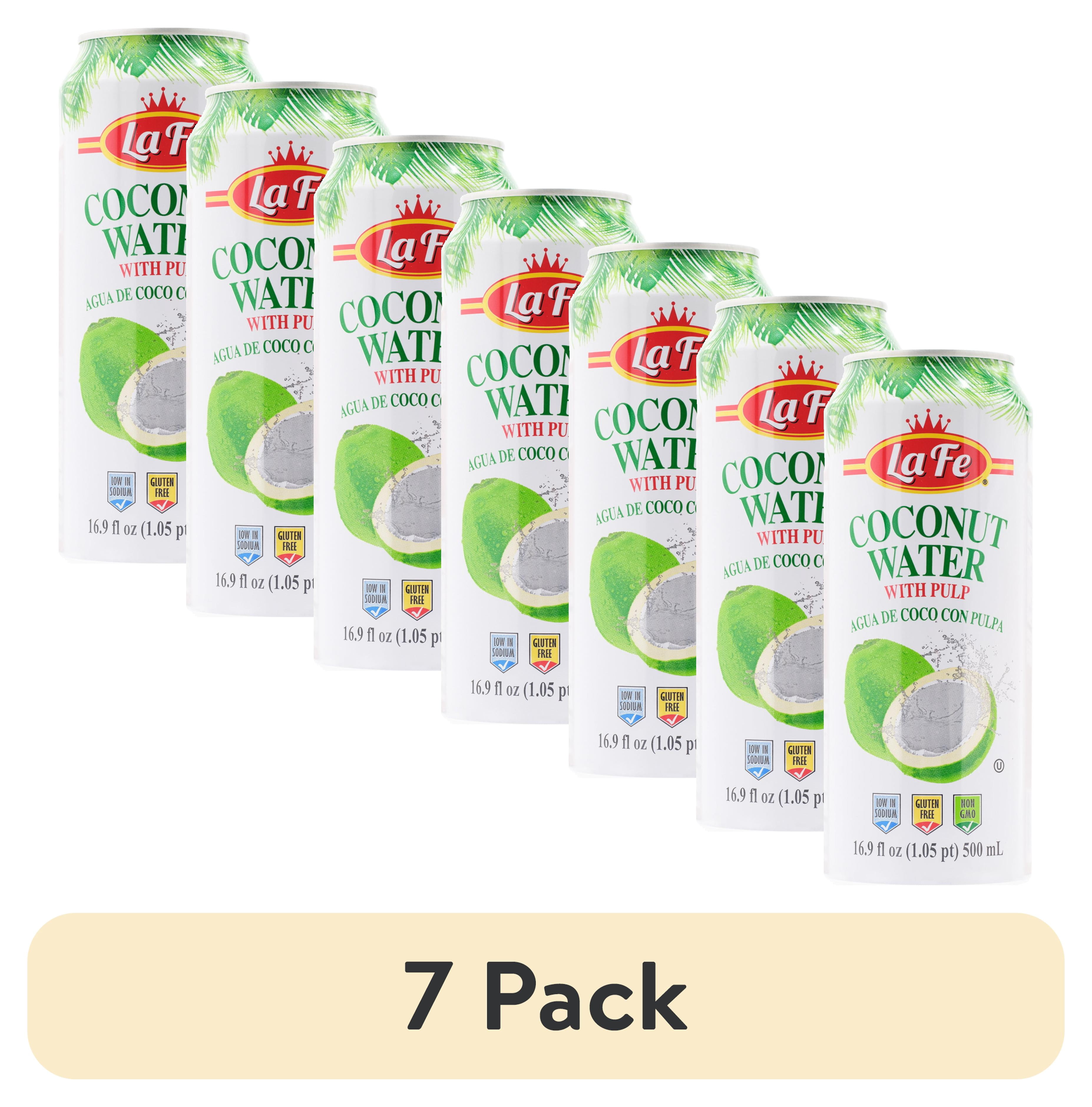 (7 pack) La Fe Coconut Water With Pulp, 17.6 oz Can