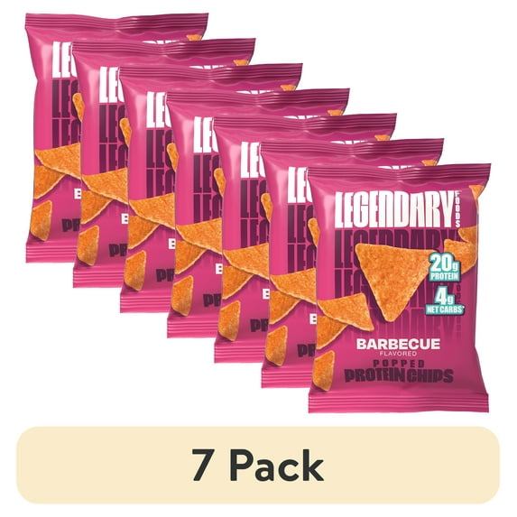(7 pack) Legendary Popped Protein Chips, 20g Protein, Barbecue, 34g per individual bag