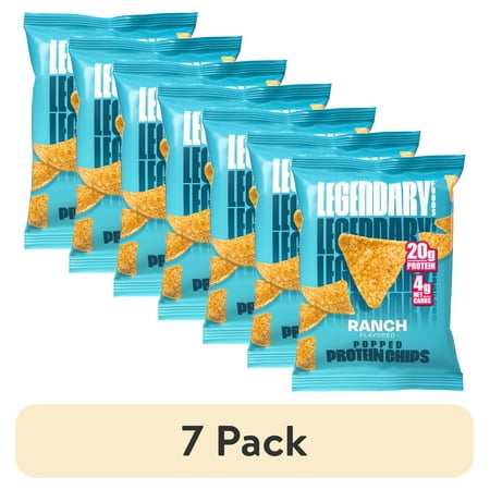 (7 pack) Legendary Popped Protein Chips, 20g Protein, Ranch, 34g per individual bag