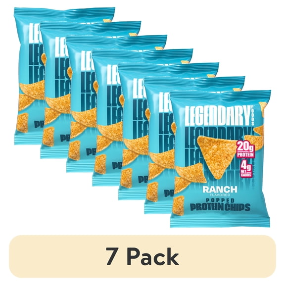 (7 pack) Legendary Popped Protein Chips, 20g Protein, Ranch, 34g per individual bag